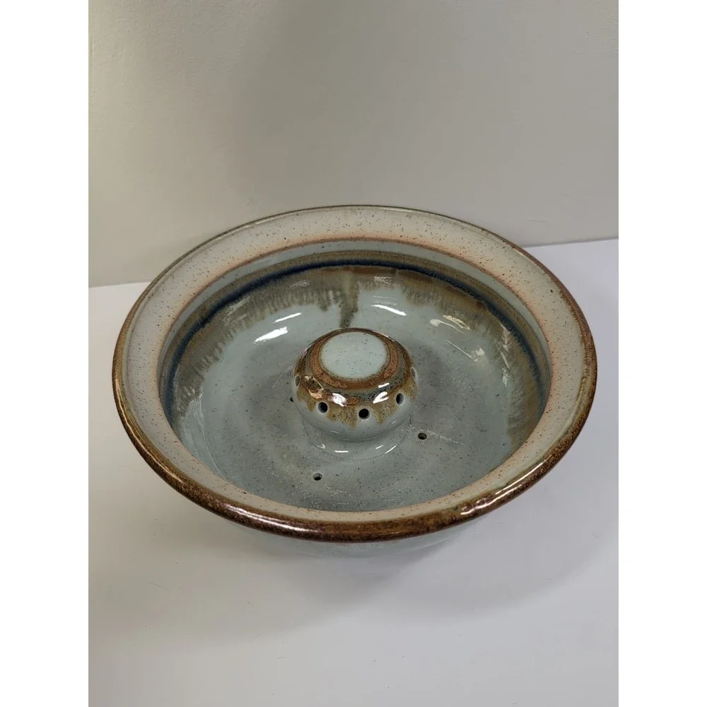 Pottery Stoneware‎ Steamer Pot  Blue And Brown